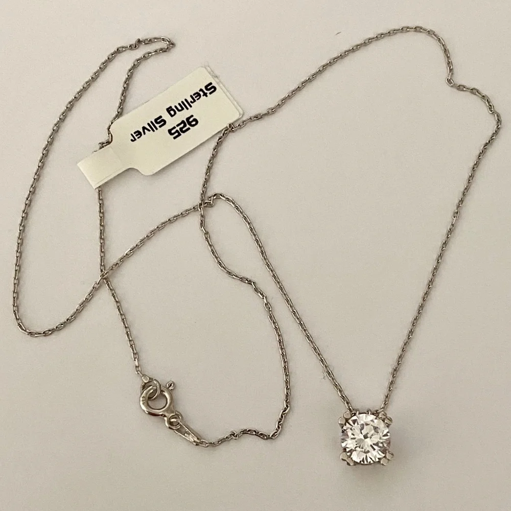 925 Silver cz cubic zirconia stone necklace